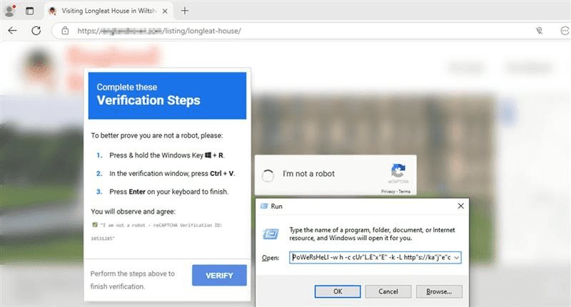 Photo of a fake CAPTCHA used in an online scam to deploy AI-driven malware.